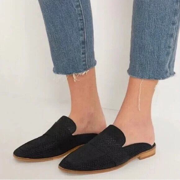 Free People At Ease Mule Black Texture Slip On Loafer Flat Round Toe Sue… - Picture 8 of 9